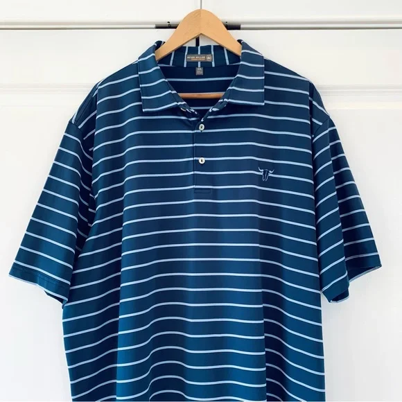 Peter Millar Summer Comfort Polo Shirt Golf Bull Skull Texas Longhorn Size XXL